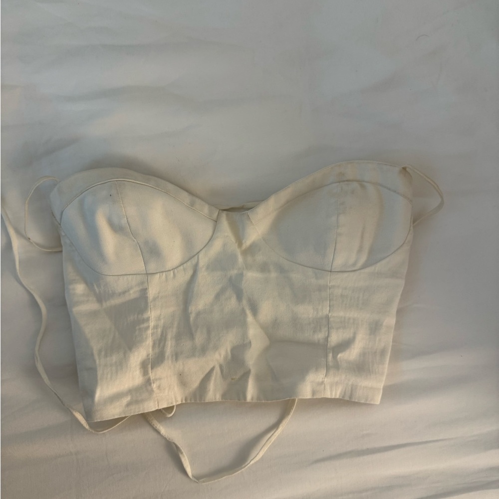 Zara Linen Blend Corset Bustier Strappy Top